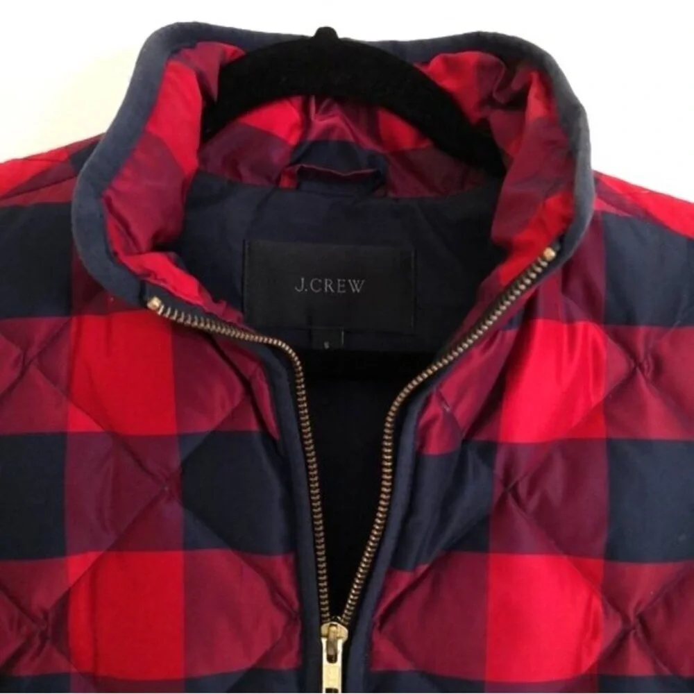 J. Crew Red and Navy Checkered Vest